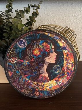 Colorful Lunar Goddess Decorative Round Art Canvas